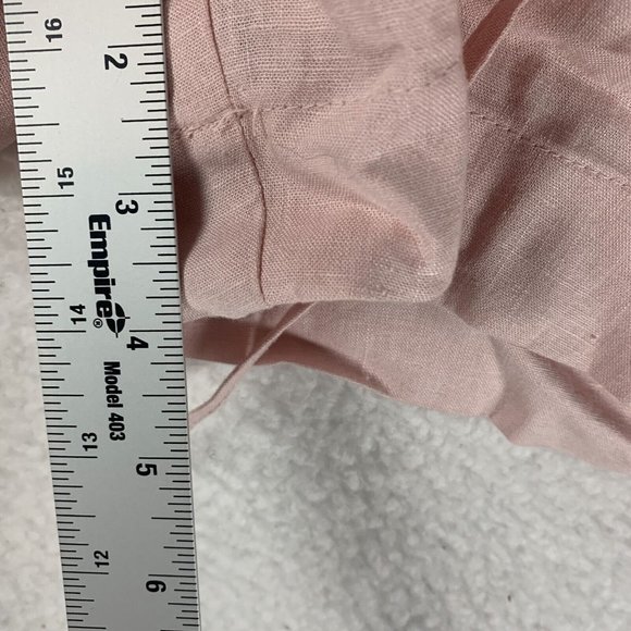 Open Edit Shorts Women Size L Pink PaperBag Waist‎ Drawstring Pockets Linen 6386 - Picture 7 of 8